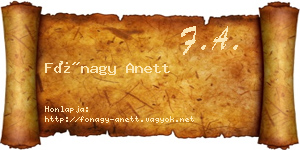 Fónagy Anett névjegykártya